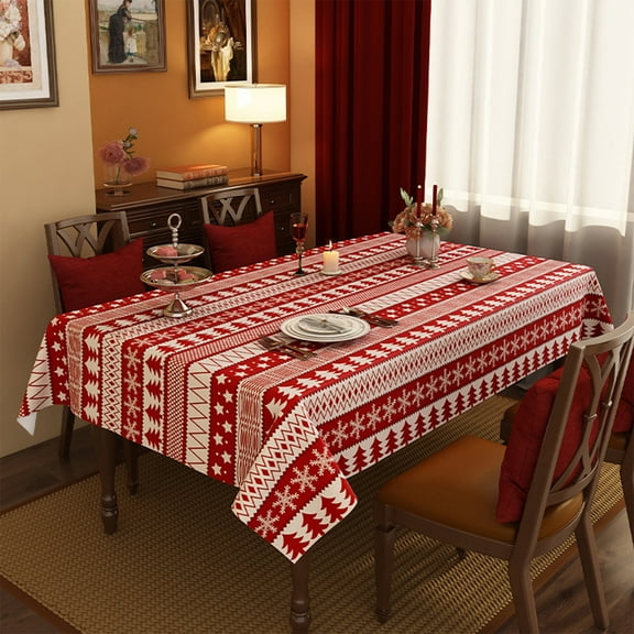 XYAIYT Living Room Tablecloth Table Cover Christmas Thanksgiving Decorations Soft Long Lasting Fabric Protects Tabletop Reusable Washable for Parties Picnics Home 23.6in Red