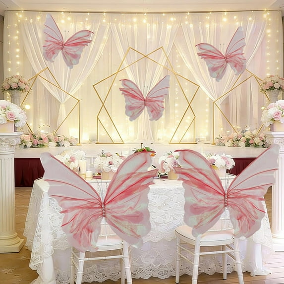 XYAIYT Outdoor Butterfly Decorations Mesh DIY Hanging Butterflies for Wedding Party Garden Aisle Backdrop Wall Decor Lifelike Three Dimensional Accents for Ceremony Reception Orange 19.7x8.7in