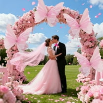 XYAIYT Outdoor Butterfly Decorations Mesh DIY Hanging Butterflies for Wedding Party Garden Aisle Backdrop Wall Decor Lifelike Three Dimensional Accents for Ceremony Reception Hot Pink 19.7x8.7in