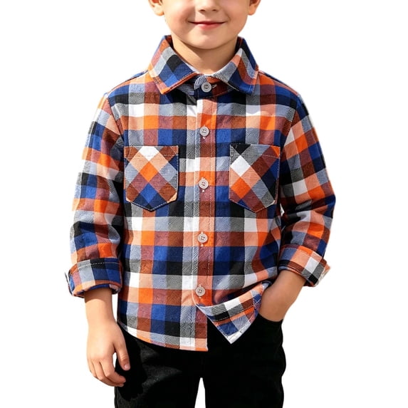 XYAIYT Plaid Shirt for Toddler Baby Boys Button Down Shirts with Chest Pockets Trendy Casual Loose Long Sleeve Shirt