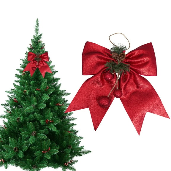 Yialzm Pre Tied Bow for Christmas Wreath Garland and Outdoor Decoration with Red Ribbon for Holiday Celebrations and Festive Home Decor 11.4x9.4in Red