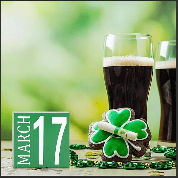 XYAIYT St Patrick's Day Irish Festival Wooden Decorations-St Patrick's Day Spring Home Party Decor 3 94x3 94 inches HandCrafted Wooden Tabletop Decor for Tables Desks and Festive Celebrations Green