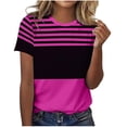 thumbnail image 1 of XYAIYT Striped Tops for Women Fashion Printed Crew-neck Short Sleeve T-shirt Casual Summer Loose Tee, 1 of 6