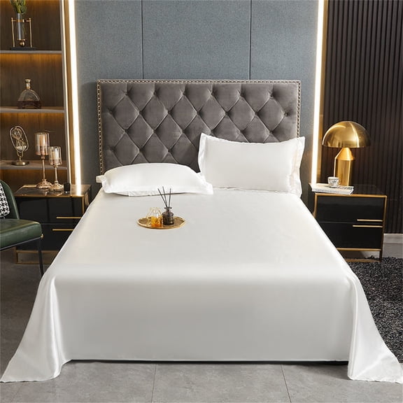 XYAIYT Summer Ice Silk Bed Sheets,Breathable Thin Sheets,Wrinkle Resistant,Soft Comfortable,Machine Washable,66.9x90.6 inches,Modern Style for a Refreshing Sleep Experience,White,Large