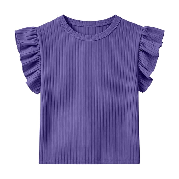 XYAIYT Summer Tops for Girls Short Cap Sleeves Solid Color Tee Blouses for 0-12 Years Cute Casual T-shirts