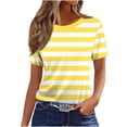 thumbnail image 1 of XYAIYT Summer Tops for Women Crew-neck Ladies Short Sleeve T-shirt Striped Print Slim Casual Basic Tees, 1 of 4