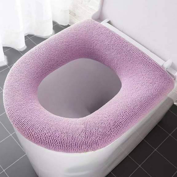 XYAIYT Thickened Washable Toilet Seat Cushion Relaxedable Acrylic Fiber Universal Suit Easy Install Snap Ring Hygienic Soft Cover Winter Warm Pain Relief Machine Washable