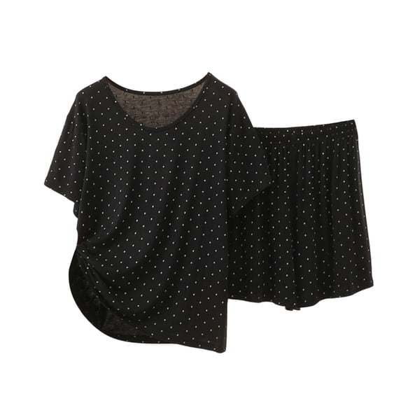 XYAIYT Women Polka Dot Printed Pajama Sets V Neck Short Sleeve Top High Waist Shorts 2 Pcs Summer Cute Sleepwear