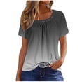 thumbnail image 1 of XYAIYT Women's Summer Tops Gradient Color Square Neck Blouses Loose Casual Pleated Short Sleeve T-shirt, 1 of 5