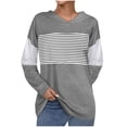 thumbnail image 1 of XYAIYT Womens Hooded Sweatshirt Striped Print Long Sleeve Drawstring Hoodies Trendy Pullover Tunics Top, 1 of 4