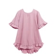 thumbnail image 1 of XYAIYT Womens Summer Tops Striped Print Ruffle Hem Blouses Half Sleeve Shirts Loose Casual Dressy T-Shirts, 1 of 6