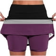 thumbnail image 1 of XYAIYT Womens Yoga Shorts Color Block Skirts Built in Short Elastic 2 in 1 Shorts for Running Tennis Golf Sports, 1 of 4
