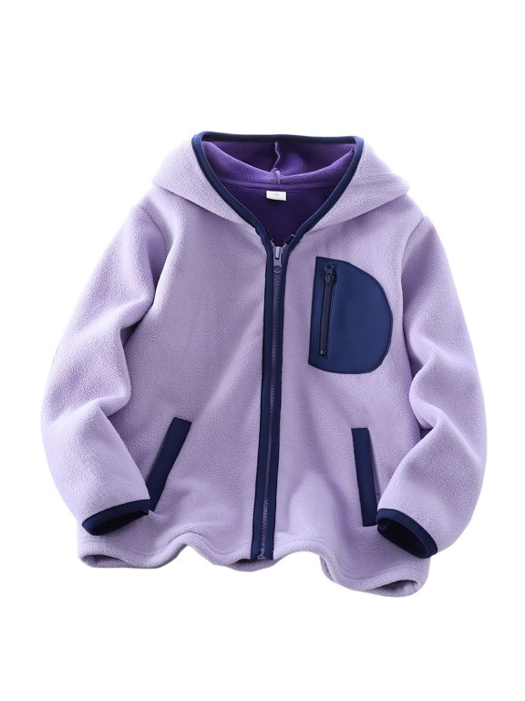 Zipper Up Jacket for Boys Hooded Thin Fleece Warm Sweatshirt Coat Fall Winter Outerwear with Pockets