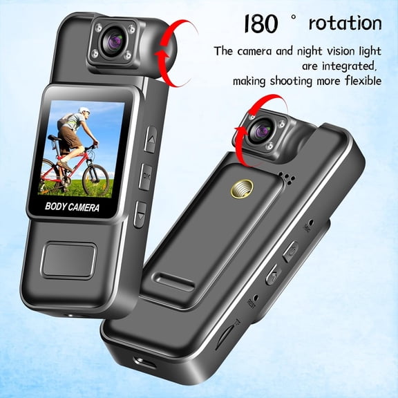 XYANG Mini Body Camera,HD 1080P Body Cam with 180° Rotating Lens and Smart Motion Detection,Portable Camcorder with IR Cut Auto Night Vision&Loop Record for Outdoors Sports Police Law Enforcement