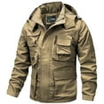 thumbnail image 1 of XYBOMB Cargo Jacket, Men's Mid-length Casual Jacket Detachable Jacket Coat Fall Winter Trend Coat, Field Jacket Men Motorcycle Jacket Men Jackets for Men Khaki 2XL, 1 of 3