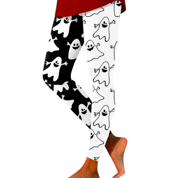 Xybomb Halloween Leggings for Women, Plus Size Leggings Women's Holiday Casual Halloween Printed Leggings Workout Exercise Bottoms, Womens Leggings, Tummy Control Leggings White 3XL