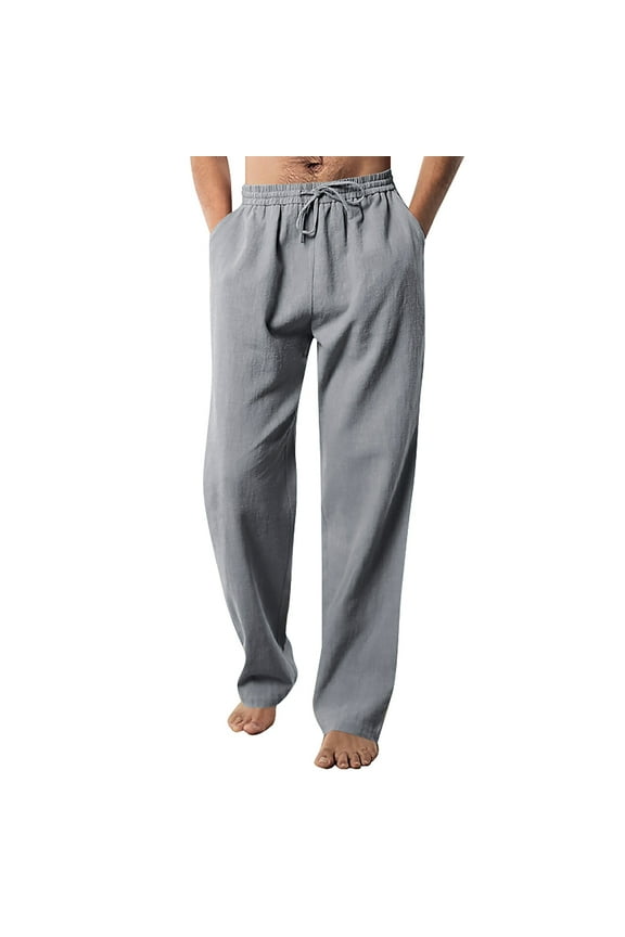 Warmup Pants for Men Mens Pants Men's Casual Fashion Solid Color Loose Drawstring Trend Beach Pants, Joggers for Men, Cotton Sweatpants, 1x Pant Gray XL