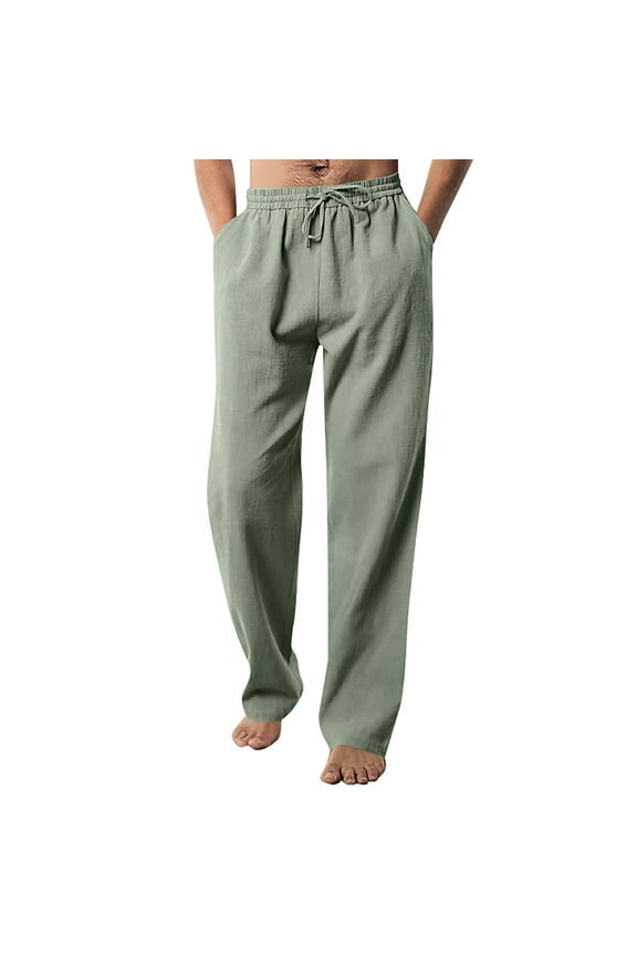 Warmup Pants for Men Mens Pants Men's Casual Fashion Solid Color Loose Drawstring Trend Beach Pants, Joggers for Men, Cotton Sweatpants, 1x Pant Army Green XL