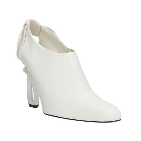 XYD Women Back Bow Cutout Booties Sculptural High Heel Square Toe Pumps Work Dress Formal Shoes Size 13 White