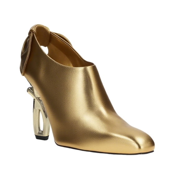 XYD Women Back Bow Cutout Booties Sculptural High Heel Square Toe Pumps Work Dress Formal Shoes Size 8 Gold