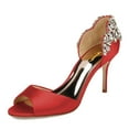 thumbnail image 1 of XYD Women Bejeweled Heel Open Toe D'Orsay Stiletto Heels Satin Pumps Sparkling Crystal Bridal Wedding Shoes Size 5 Red, 1 of 4
