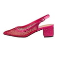 thumbnail image 1 of XYD Women Bling Rhinestone Mesh Slingback Pumps Chunky Low Heel Pointed Toe Slip On Mother of Bride Shoes Size 7 Pink, 1 of 4
