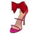 thumbnail image 1 of XYD Women Bling Rhinestones Round Open Toe Sandals Oversized Bow Ankle Strap Clear High Heels Fashion Pump Shoes Size 7.5 Red, 1 of 4