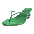 thumbnail image 1 of XYD Women Bling Thong Crystal Block Low Heel Sandals Flip Flops Round Open Toe Slip On Casual Dressy Shoes Size 10 Green, 1 of 4