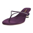 thumbnail image 1 of XYD Women Bling Thong Crystal Block Low Heel Sandals Flip Flops Round Open Toe Slip On Casual Dressy Shoes Size 9.5 Purple, 1 of 4