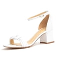 thumbnail image 1 of XYD Women Block Mid Heel Sandals Knotted Strap Open Toe Ankle Strap Pumps Daily Dressy Summer Shoes Size 6.5 White, 1 of 4