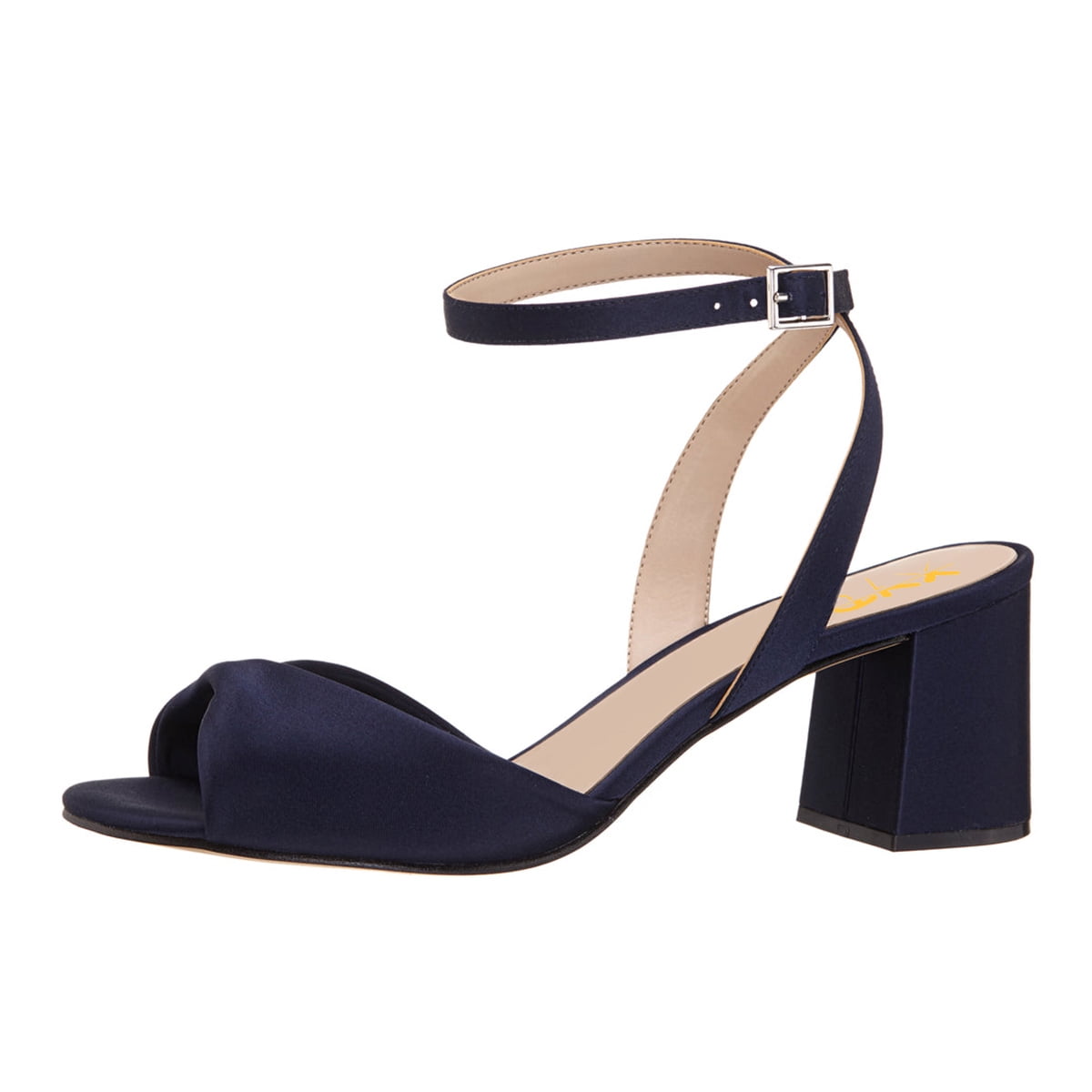 XYD Women Block Mid Heels Sandals Almond Open Toe Adjustable