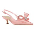 thumbnail image 1 of XYD Women Bow Rhinestones Slingback Pumps Pointed Toe Buckled Low Kitten Heel Sandals Elegant Wedding Prom Shoes Size 7 Pink, 1 of 4