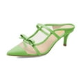 thumbnail image 1 of XYD Women Bowknot Pointed Close Toe Mesh Slip On Mule Sandals Low Heel Backless Pumps Comfy Slides Shoes Size 13 Green, 1 of 4