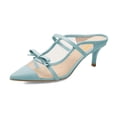 thumbnail image 1 of XYD Women Bowknot Pointed Close Toe Mesh Slip On Mule Sandals Low Heel Backless Pumps Comfy Slides Shoes Size 14 Blue, 1 of 4