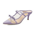 thumbnail image 1 of XYD Women Bowknot Pointed Close Toe Mesh Slip On Mule Sandals Low Heel Backless Pumps Comfy Slides Shoes Size 15 Purple, 1 of 4