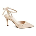 thumbnail image 1 of XYD Women Bowtie Pearls Ankle Strap Pumps Pointed Toe Slender Mid Heel Slingbacks Elegant Party Shoes Size 7 Nude, 1 of 4