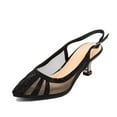 thumbnail image 1 of XYD Women Chic Mesh Rhinestone Studs Pointed Toe Pumps Kitten Low Heels Slingback Party Shoes Size 7.5 Black, 1 of 4