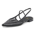 thumbnail image 1 of XYD Women Chic Pointed Cage Toe Studded Flats Strappy Slingback Sandals Cut-out Dressy Shoes Size 10.5 Black, 1 of 4