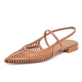 thumbnail image 1 of XYD Women Chic Pointed Cage Toe Studded Flats Strappy Slingback Sandals Cut-out Dressy Shoes Size 6 Brown, 1 of 4