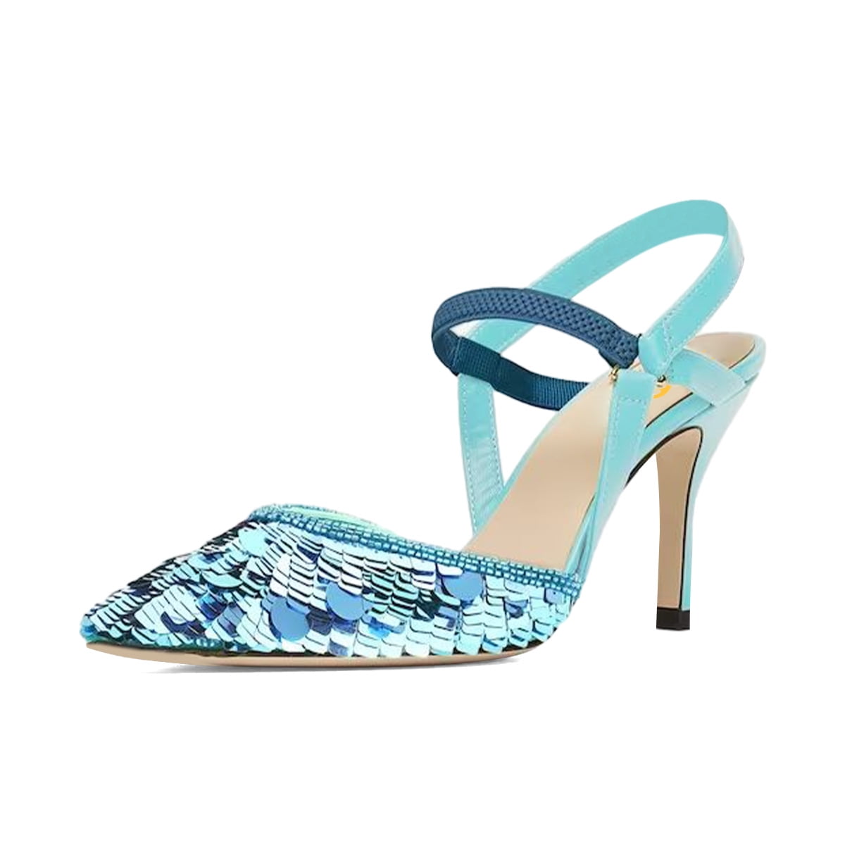 XYD Women Chic Sequins Shoes Ankle Strappy Pointed Toe Sparkle