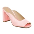 thumbnail image 1 of XYD Women Chic Square Peep Toe Mules Slip on Chunky Block High Heels Shopping Daily Dressy Slide Sandals Size 7.5 Pink, 1 of 4
