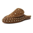 thumbnail image 1 of XYD Women Chic Studs Slip On Flat Mules Closed Round Toe Backless Slippers Casual Daily Shoes Size 11.5 Brown, 1 of 4