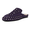 thumbnail image 1 of XYD Women Chic Studs Slip On Flat Mules Closed Round Toe Backless Slippers Casual Daily Shoes Size 5 Purple, 1 of 4