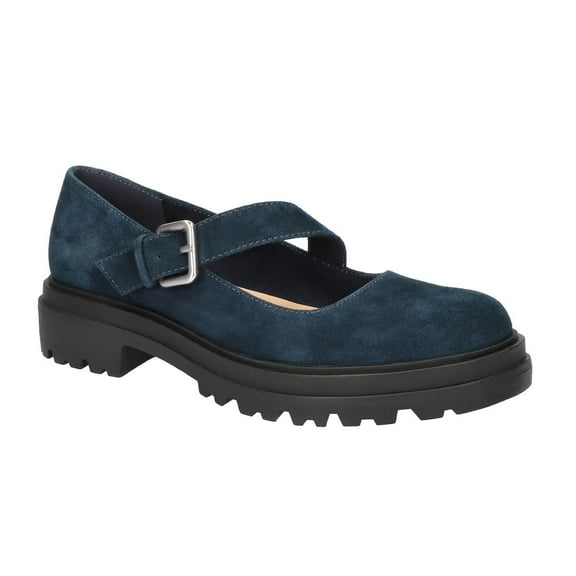 XYD Women Chunky Heel Lug Sole Round Toe Buckled Strap Vintage School Date Casual Mary Jane Shoes Size 4.5 Navy