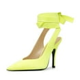 thumbnail image 1 of XYD Women Classic Ankle Wrap Lace Up Pumps Thin High Heel Pointed Closed Toe Stiletto Sandals Party Dressy Shoes Size 14.5 Lemon Yellow, 1 of 4
