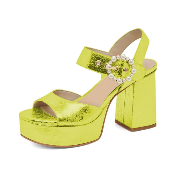 XYD Women Classic Pearl Buckle Ankle Strap Sandals Round Open Toe