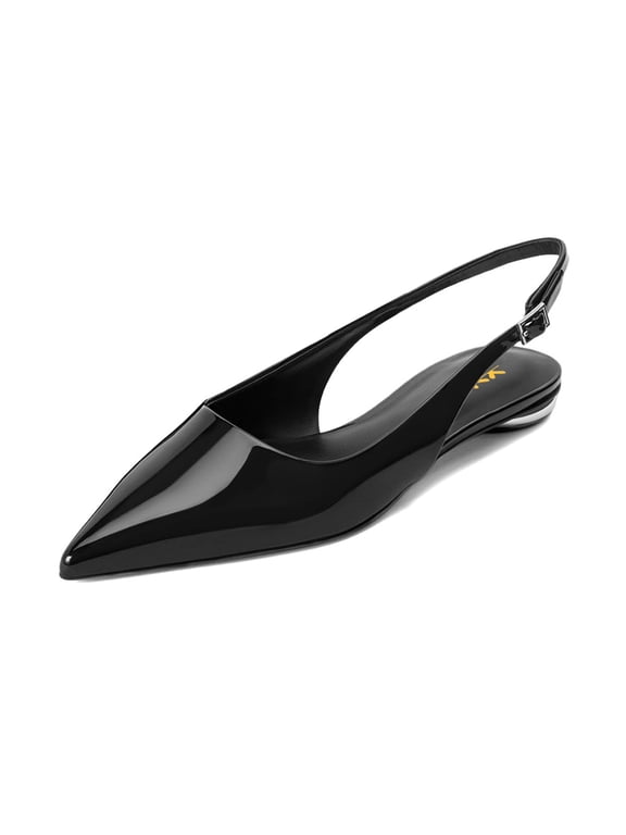 Women Classic Pointed Toe Flats Slip On Slingbacks BackStrap Casual Walking Office Shoes Size 4 Black