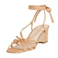 thumbnail image 1 of XYD Women Classic Square Open Toe Mid Block Chunky Heel Slingback Tie Up Ankle Strap Sandals Bridal Dress Shoes Size 7 Nude, 1 of 4