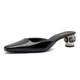 thumbnail image 1 of XYD Women Classy Crystal Chunky Low Heel Square Closed Toe Mules Slip On Slides Sandals Comfy Casual Shoes Size 7 Black, 1 of 4