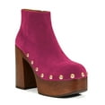 thumbnail image 1 of XYD Women Clog Platform Studded Ankle Boots Block Heels Round Toe Side Zip Booties Night-out Party Shoes Size 15 Magenta, 1 of 4